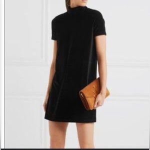 Madewell black velvet mockneck mini dress Size Small
